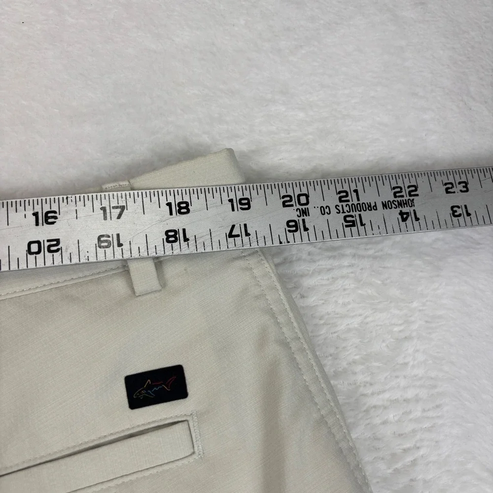 Greg Norman Mens Golf Shorts Stone Beige Size 38 Performance Flat Back Shark